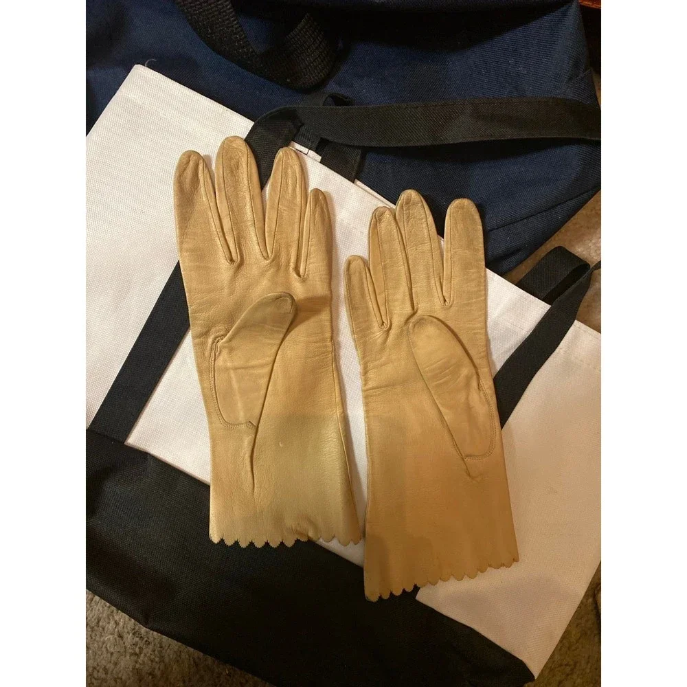 Handmade Table Cut Washable Leather Gloves Sz. 8 EUC